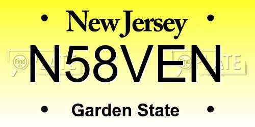 N58VEN New Jersey License Plate