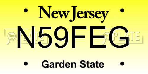 N59FEG New Jersey License Plate