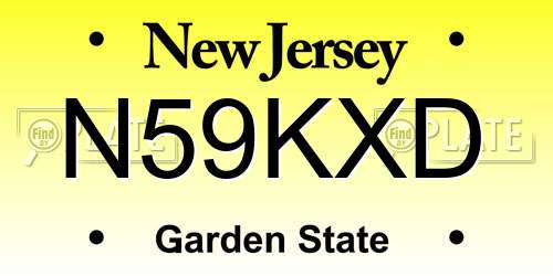 N59KXD New Jersey License Plate