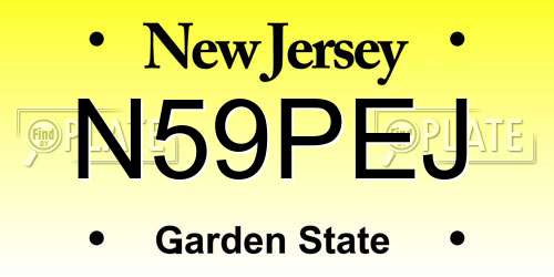 N59PEJ New Jersey License Plate