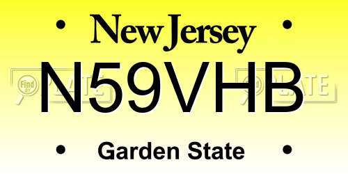 N59VHB New Jersey License Plate