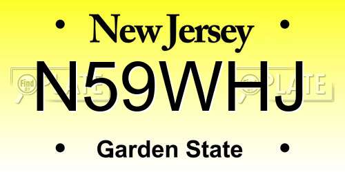 N59WHJ New Jersey License Plate