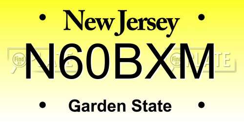 N60BXM New Jersey License Plate
