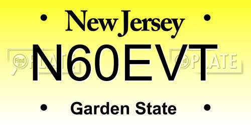 N60EVT New Jersey License Plate
