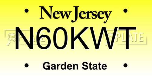 N60KWT New Jersey License Plate