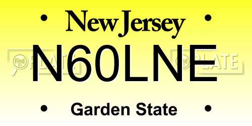 N60LNE New Jersey License Plate