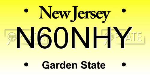 N60NHY New Jersey License Plate