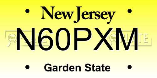 N60PXM New Jersey License Plate