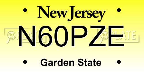 N60PZE New Jersey License Plate