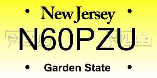 N60PZU New Jersey License Plate