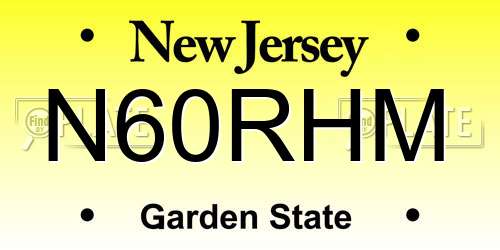 N60RHM New Jersey License Plate