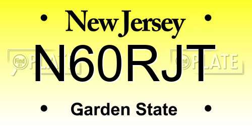 N60RJT New Jersey License Plate