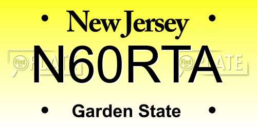 N60RTA New Jersey License Plate