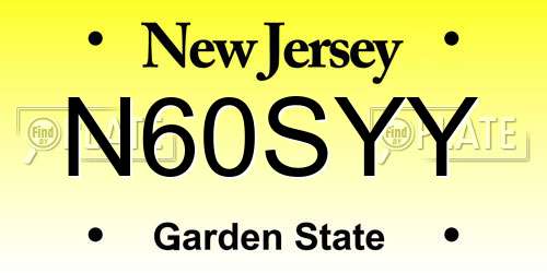 N60SYY New Jersey License Plate