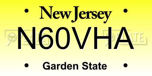 N60VHA New Jersey License Plate