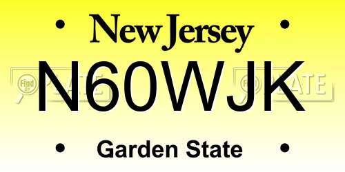 N60WJK New Jersey License Plate