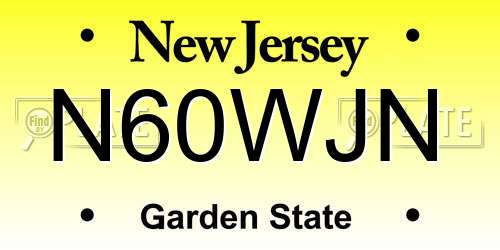 N60WJN New Jersey License Plate