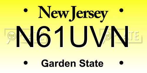 N61UVN New Jersey License Plate