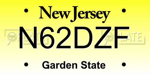 N62DZF New Jersey License Plate