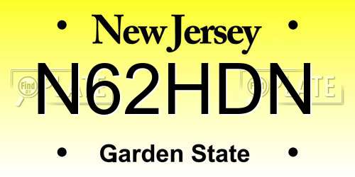 N62HDN New Jersey License Plate