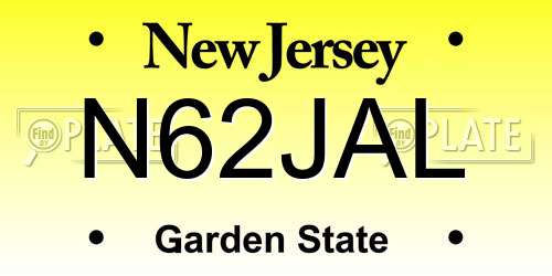 N62JAL New Jersey License Plate