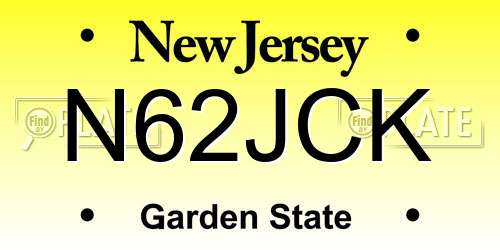 N62JCK New Jersey License Plate