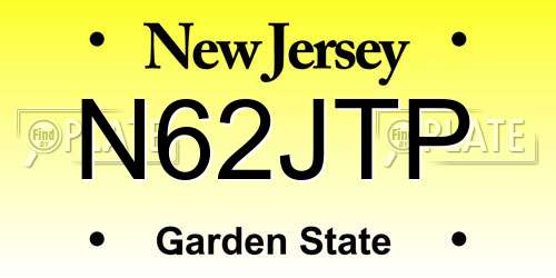 N62JTP New Jersey License Plate