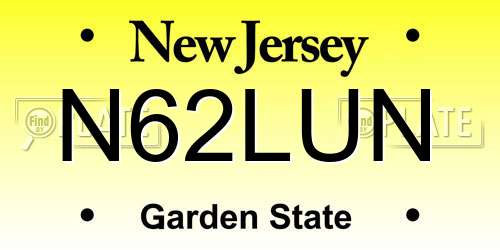 N62LUN New Jersey License Plate