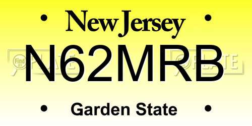 N62MRB New Jersey License Plate