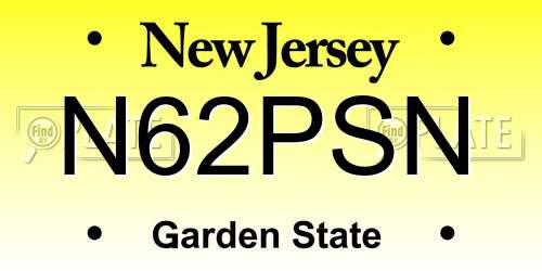 N62PSN New Jersey License Plate