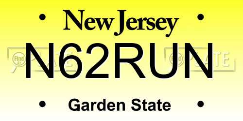 N62RUN New Jersey License Plate
