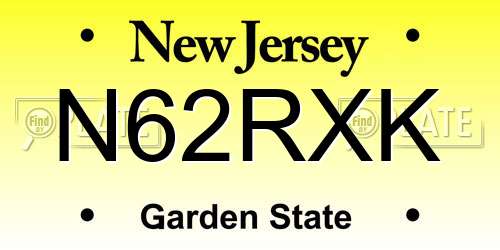 N62RXK New Jersey License Plate
