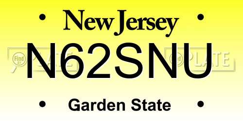 N62SNU New Jersey License Plate