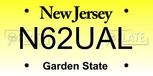 N62UAL New Jersey License Plate