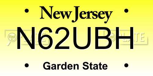N62UBH New Jersey License Plate