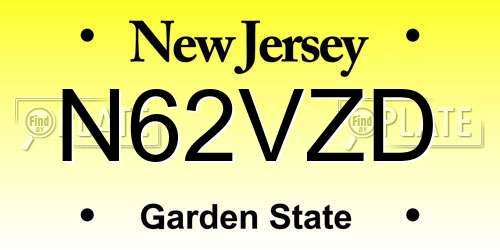 N62VZD New Jersey License Plate