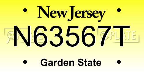 N63567T New Jersey License Plate