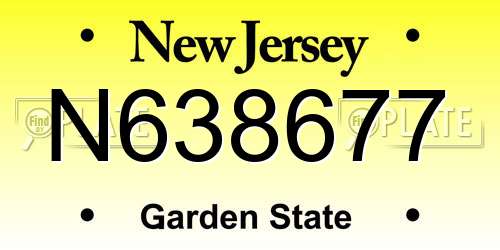 N638677 New Jersey License Plate