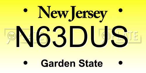 N63DUS New Jersey License Plate