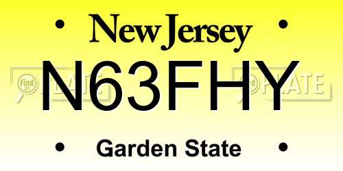 N63FHY New Jersey License Plate