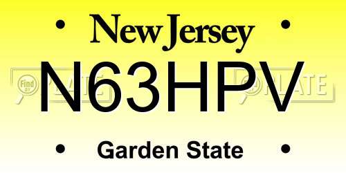 N63HPV New Jersey License Plate