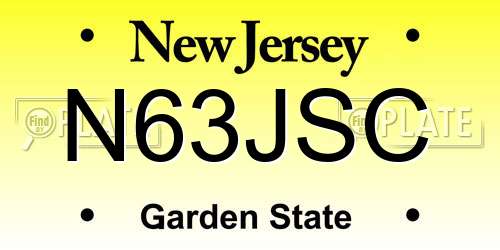N63JSC New Jersey License Plate