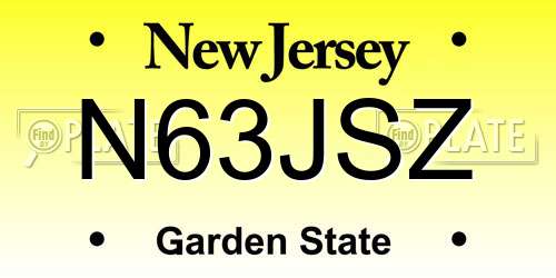 N63JSZ New Jersey License Plate