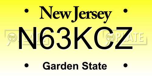 N63KCZ New Jersey License Plate