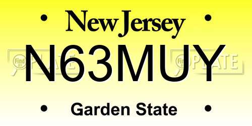 N63MUY New Jersey License Plate