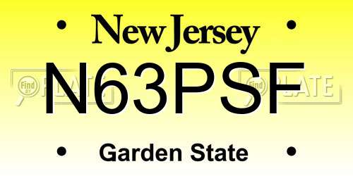 N63PSF New Jersey License Plate