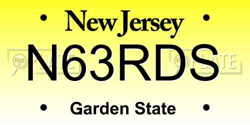 N63RDS New Jersey License Plate