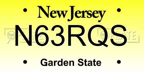 N63RQS New Jersey License Plate