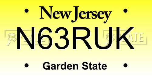 N63RUK New Jersey License Plate