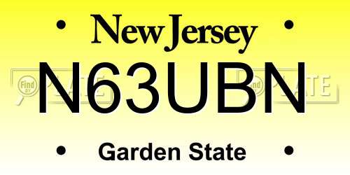 N63UBN New Jersey License Plate